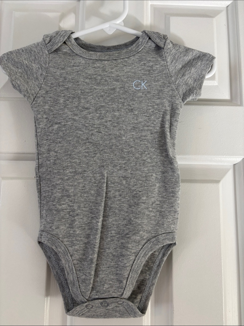 Calvin Klein Heather Gray Short Sleeve Baby Bodysuit